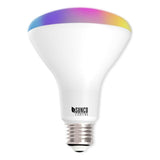 BR30 LED Smart Bulb home dimmable rgb cct color temperatures hue rainbow voice control No Hub required app set schedules scenes music sync. Alexa Google Assistant compatible ENERGY EFFICIENT SUSTAINABLE ECO-FRIENDLY
