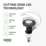 Sunco 7W BR20 LED Bulbs lumens beam angle downlights BR bulb dimmable down lights ENERGY EFFICIENT SUSTAINABLE ECO-FRIENDLY Bulk Buying 
