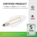 B11 LED Candelabra Bulb, Filament