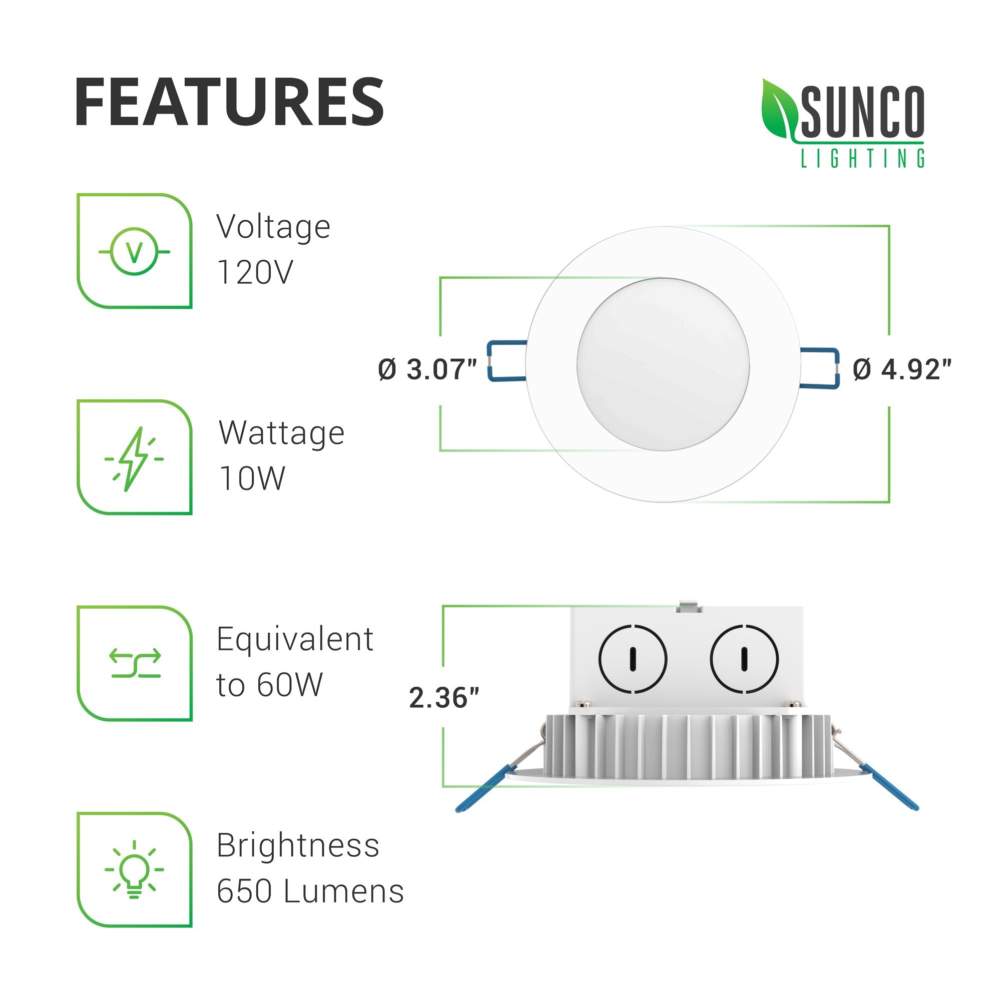 Recessed LED Lighting, 4-Inch, Slim, Integrated Junction Box
