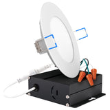 4 Inch Slim Downlights junction box cans install narrow ceilings DIMMABLE  Seamless dimming slim LED down lights are IC rated thermally protected designed installed ceiling surrounded insulation ENERGY EFFICIENT SUSTAINABLE ECO-FRIENDLY